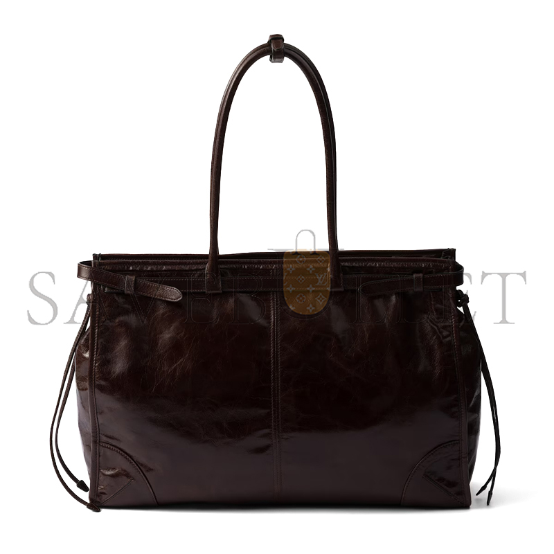 Pra*a bonnie extra large leather handbag 1ba439 (42*30*12cm)